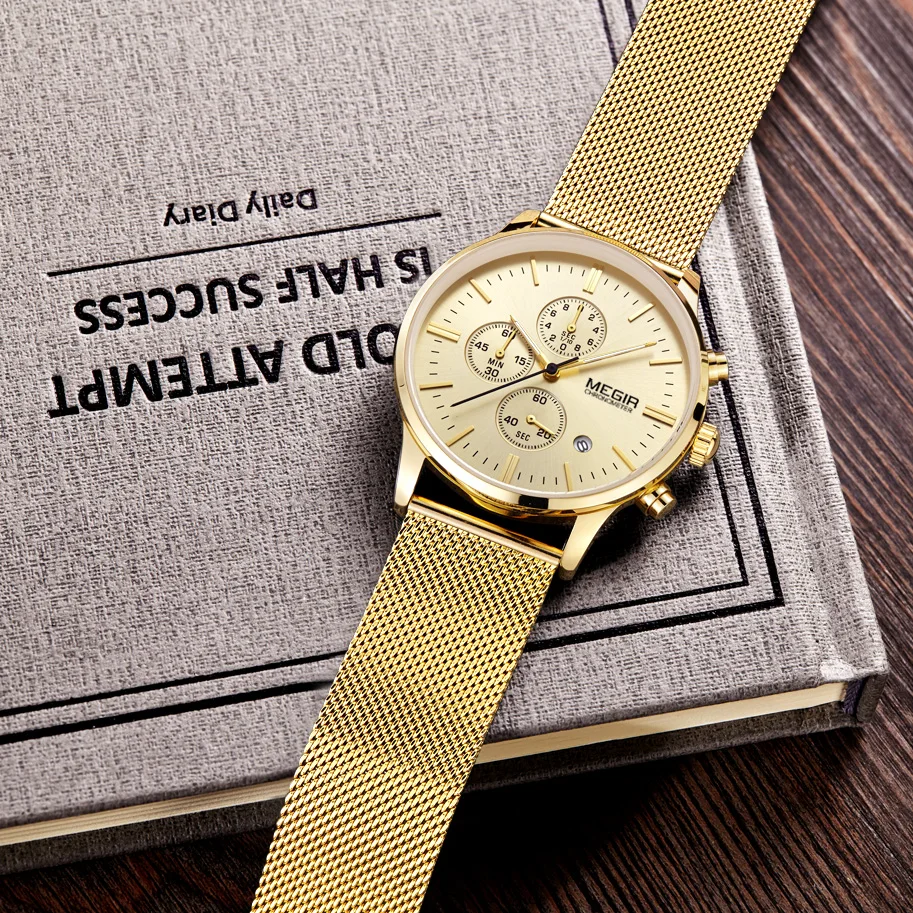 MEGIR Роскошные брендовые часы мужские из нержавеющей стали Montre Homme