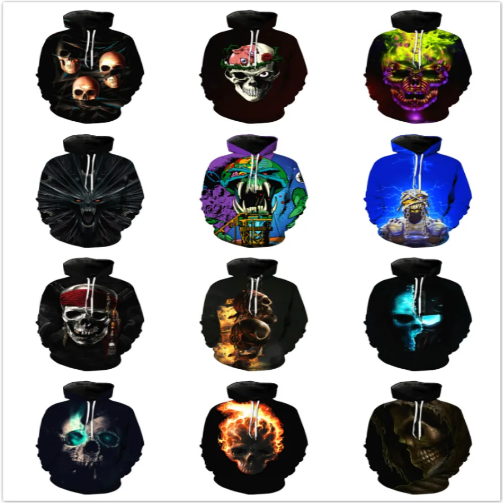 MWBAY 3D Various Skulls Sweatshirts Unisex Men Womens Hoodies Couple Spring Autumn Winter Loose Thin Hooded Hoody Tops | Женская одежда