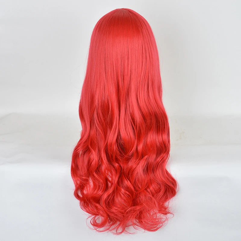 

The Little Mermaid Cosplay Wigs for Women 80cm Long Curly Wavy High Quality Heat Resistant Synthetic Hair Red