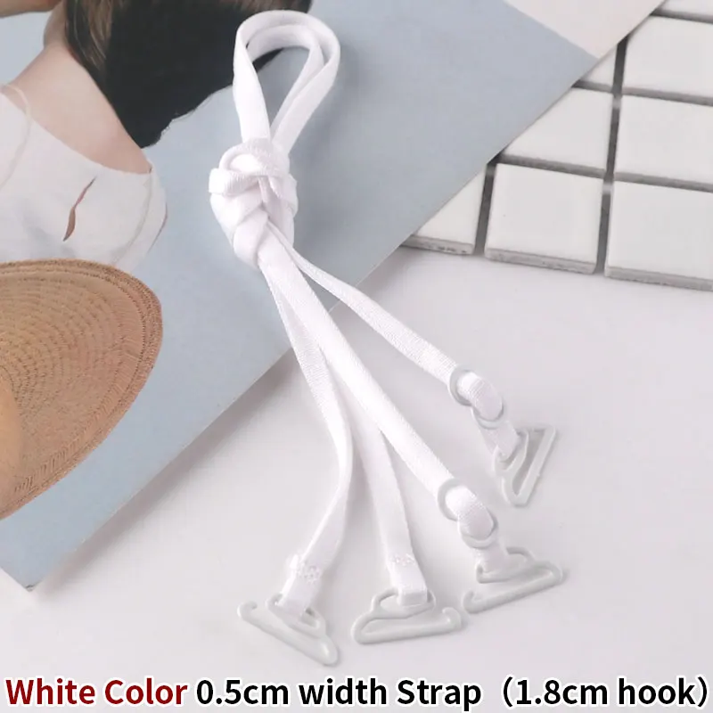 0.5cm White Color 0,5 см нижнее белье плечевой ремень Для женщин 1 см тонкий прозрачный бюстгальтер ремешок для девочек широкие крючки - Цвет: 0.5cm White Color