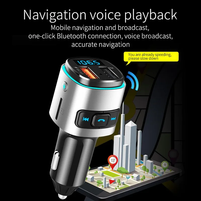 Fm-передатчик Автомобильный Bluetooth беспроводной QC 3,0 быстрое зарядное устройство двойной USB Громкая связь MP3-плеер U диск TF кард-ридер автомобильное зарядное устройство