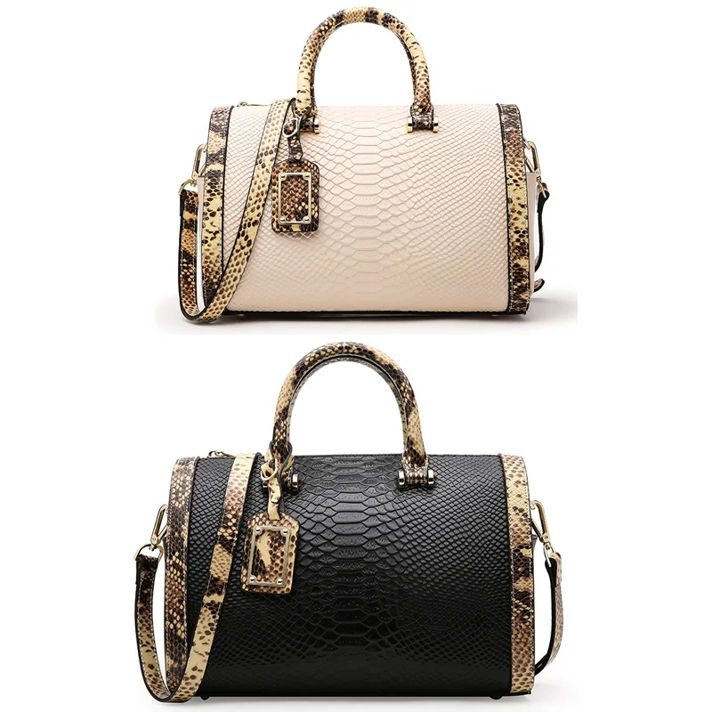 Женская сумка Бостон из натуральной кожи с тиснением под рептилию|bags handbags|handbags for