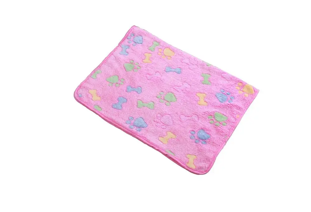 bone pink 9 цветов, милое полотенце для собак с принтом лапы, теплое полотенце для сна для собак, кошек, щенков, котят, флисовое мягкое одеяло для собак, банный халат, кровати, коврик для животных - Цвет: bone pink