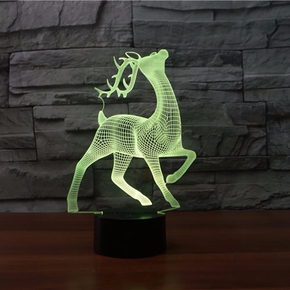 3d светильник Sika Deer ночник 7 цветов сменный сенсорный Usb настольная лампа