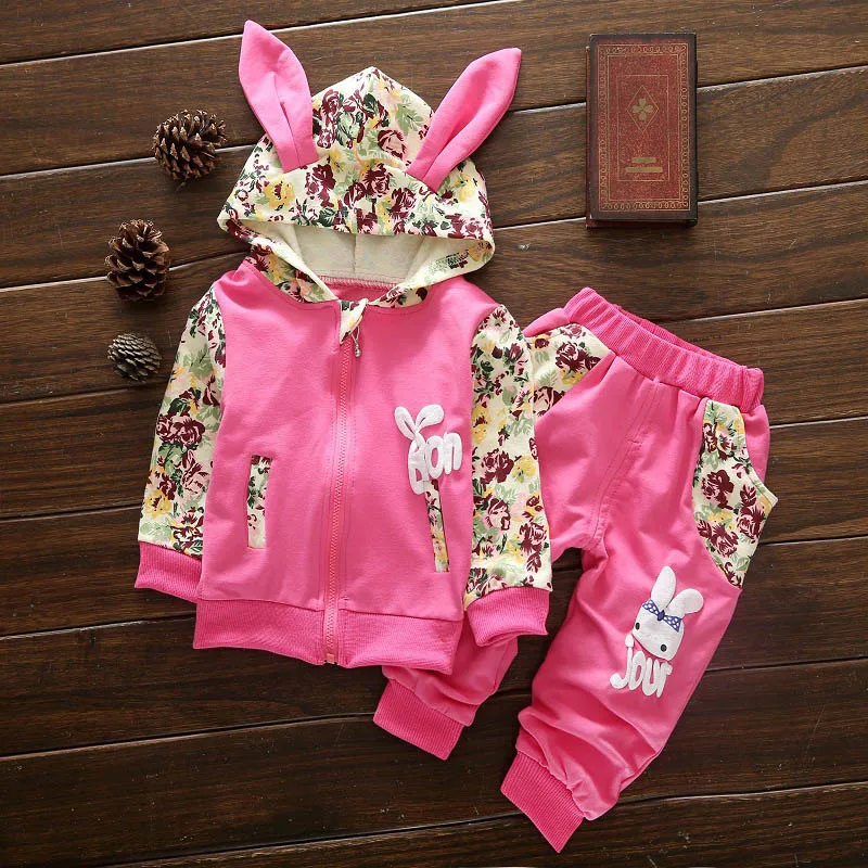 Rose Комплект одежды для детей; коллекция года; сезон осень-зима; Одежда для девочек; комплект из футболки и штанов; детская одежда; Спортивный костюм для девочек; комплекты одежды - Цвет: Rose