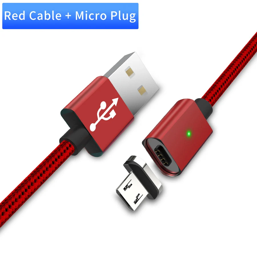 MANTIS Micro USB Магнитный кабель usb type C кабель для зарядки мобильных телефонов type-C USB-C кабель для iPhone huawei samsung Xiaomi 3A - Цвет: Red Micro USB