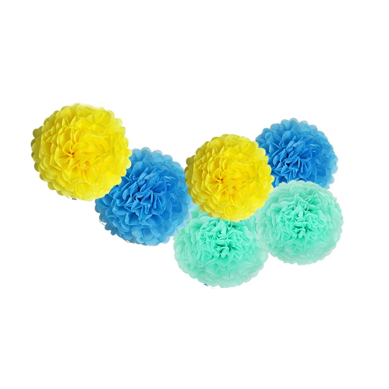 Висячая Бумажная гирлянда с кисточками HAOCHU 20 шт./компл. желто синего цвета