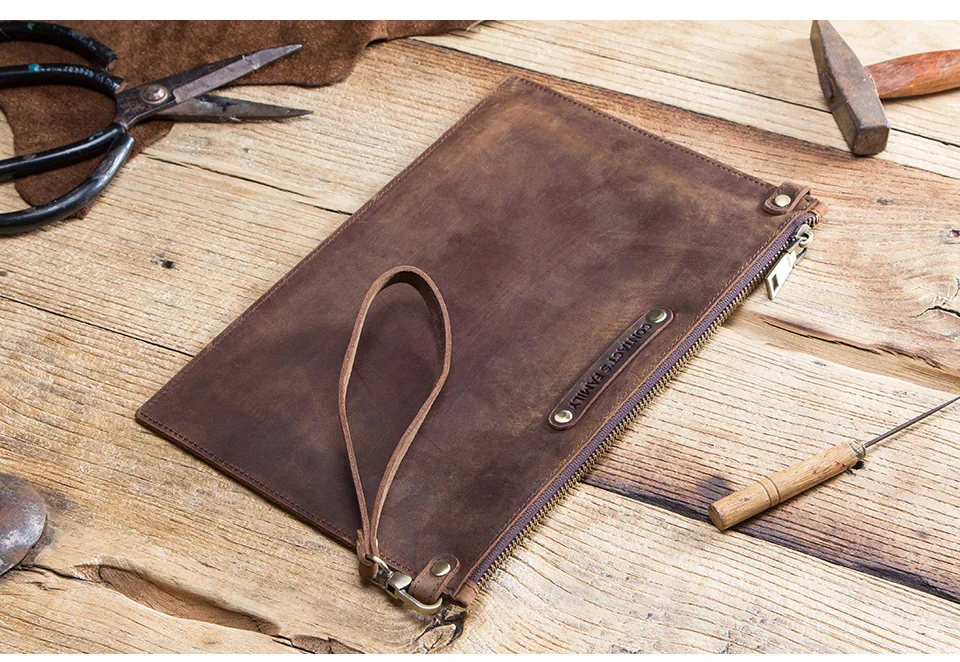For iPad 9.7 inch 5 6 Air 1 2 Retro Cowhide Leather Case Cover For iPad Pro 9.7 Tablet Liner Sleeve Pouch Zipper Bag