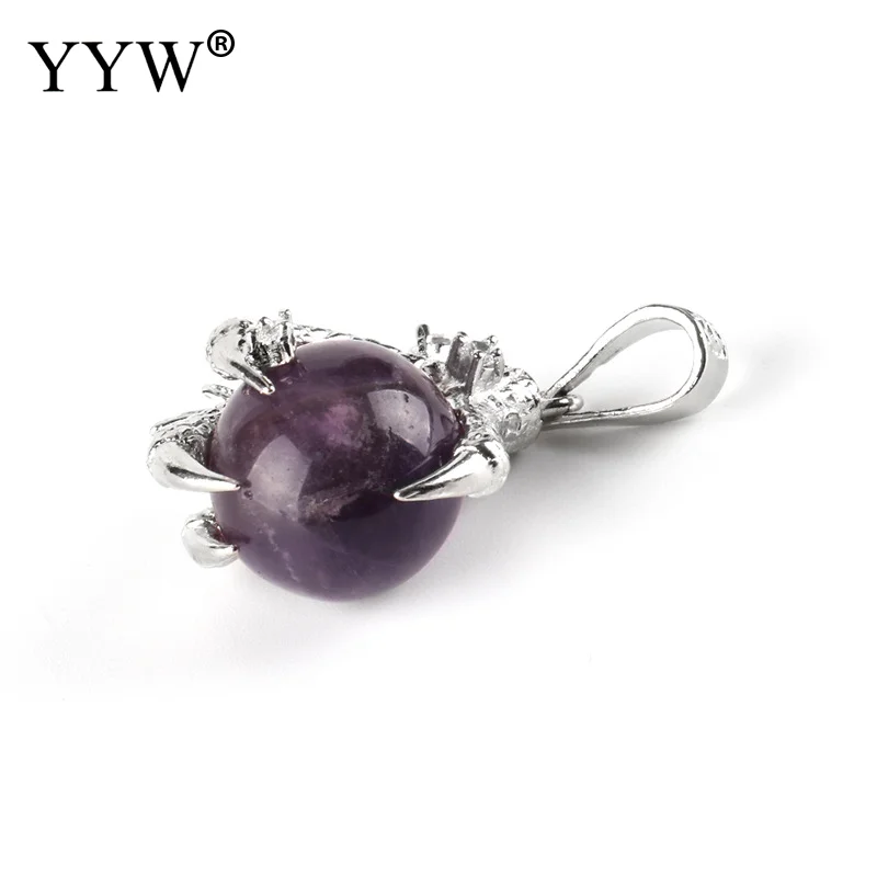 amethyst YYW Дракон из натурального камня подвески в форме лап/когтей для ожерелья розовый с кварцевым тигровым глазом зеленый авантюрин рейки Ювелирные изделия Подвески маятник - Окраска металла: amethyst