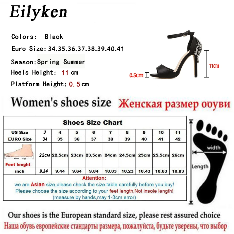 Женские сандалии со стразами Eilyken летние модельные туфли-лодочки с открытым