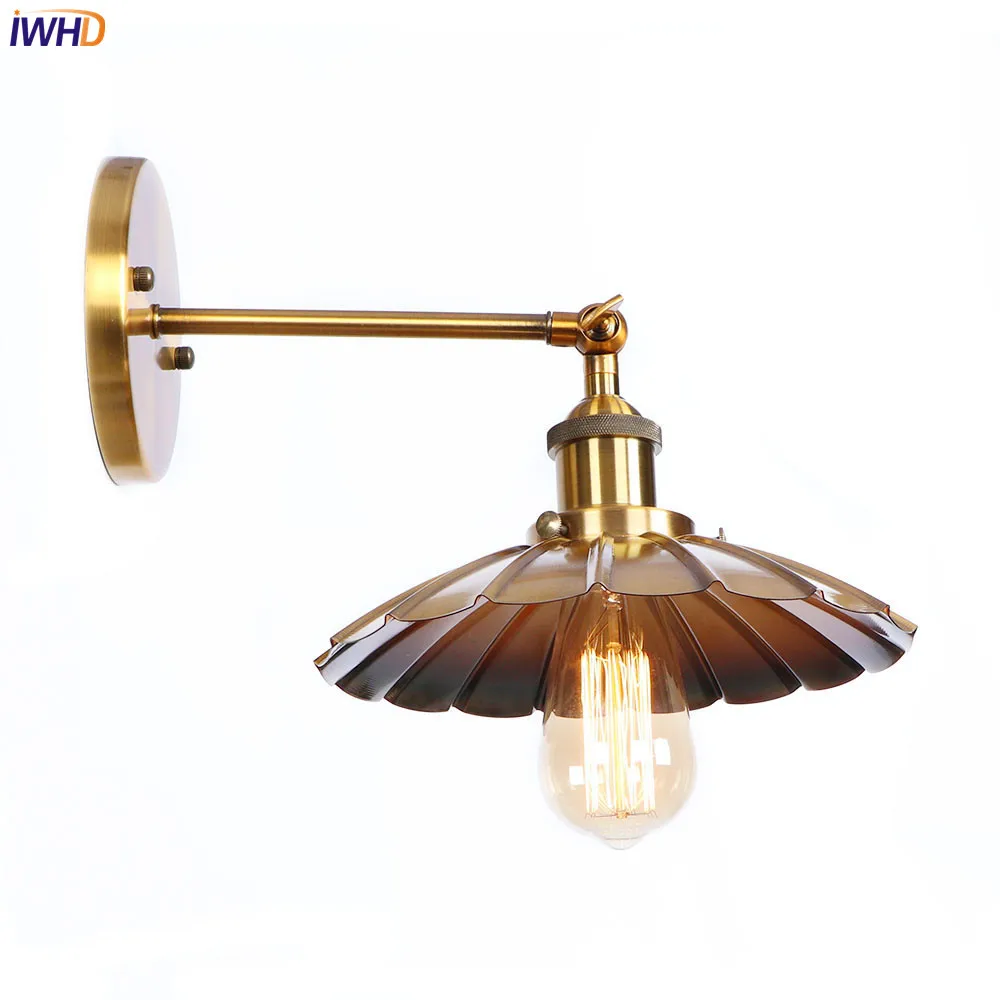 IWHD железные золотые старинные настенные лампы LED Edison спальня гостиная Ретро Лофт