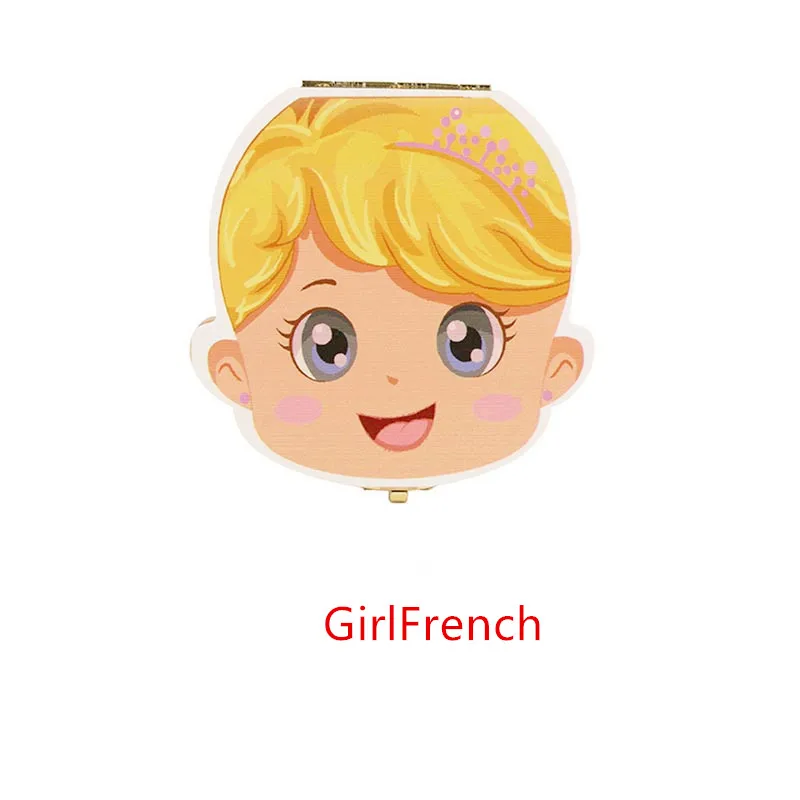 Girl French Зубная коробка, Португалия, английский, голландский, испанский, русский, французский, немецкий текст, для маленьких мальчиков и девочек, деревянный ящик, органайзер для молочных зубов, держатель - Цвет: Girl French