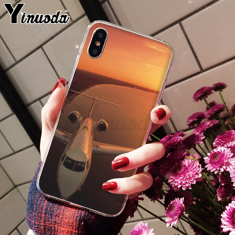 Yinuoda Airplane At The Sunrise Airplane мягкий чехол из ТПУ для телефона iPhone 6S 6plus 7 7plus 8 8Plus X Xs MAX 5 5S XR
