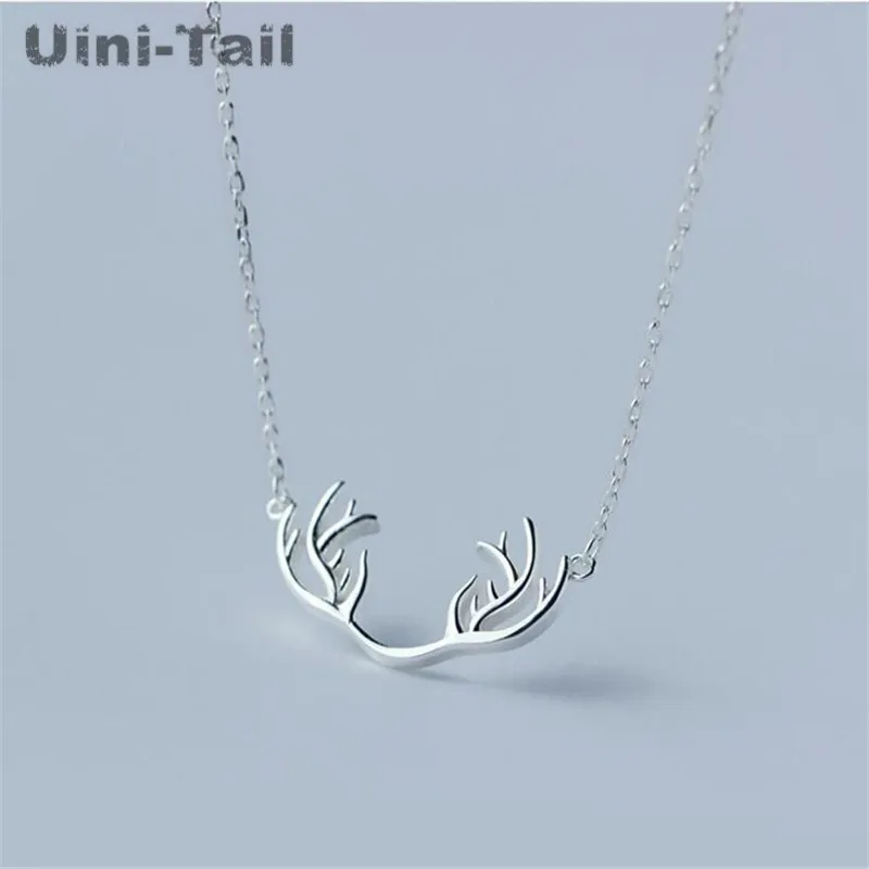 

Uini-Tail, горячее предложение, новинка, Стерлинговое Серебро 925 пробы, Рождественский рога, ожерелье, цепочка для ключицы, простой короткий пара...