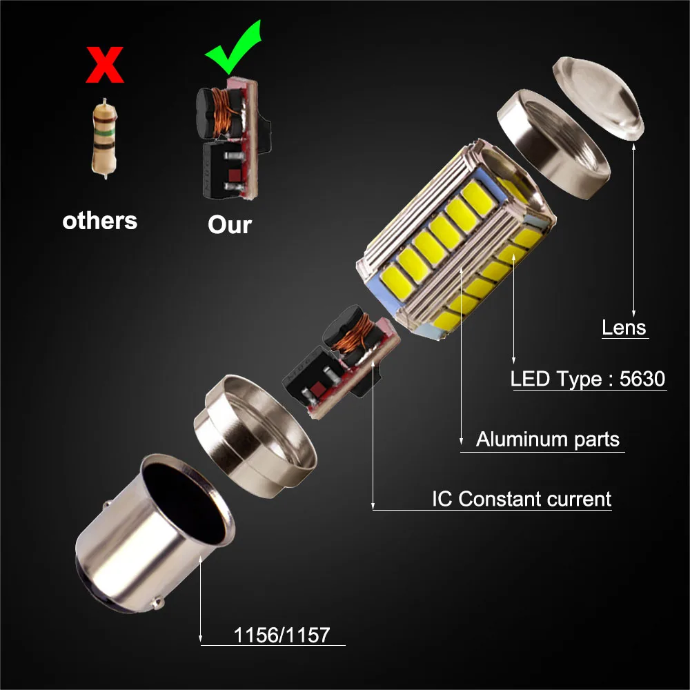 1 шт. 1156 BA15S P21W Led 5630 SMD Светодиодная лампа для автомобиля поворотники задние лампы тормозной светильник s авто задний фонарь дневной ходовой светильник