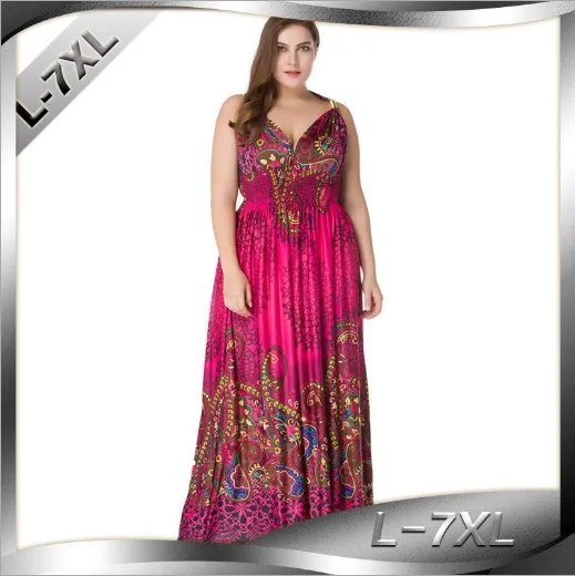 Женское богемное пляжное платье с принтом винтажное сексуальное макси на