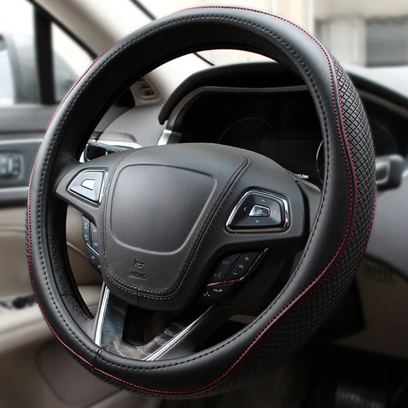 38 см из натуральной кожи дышащий чехол рулевого колеса автомобиля Автомобильный