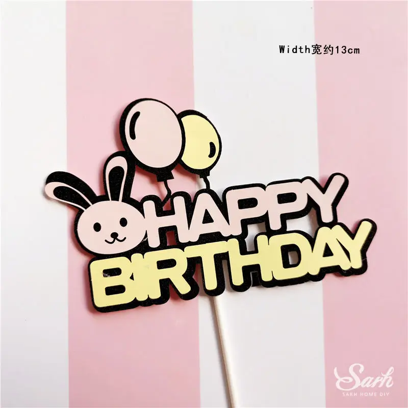 2pc rabbit topper a Ins кролик медведь поезд украшение кролик шар Торт Топперы день рождения для детей мальчик девочка Свадьба выпечки милые подарки - Цвет: 2pc rabbit topper a
