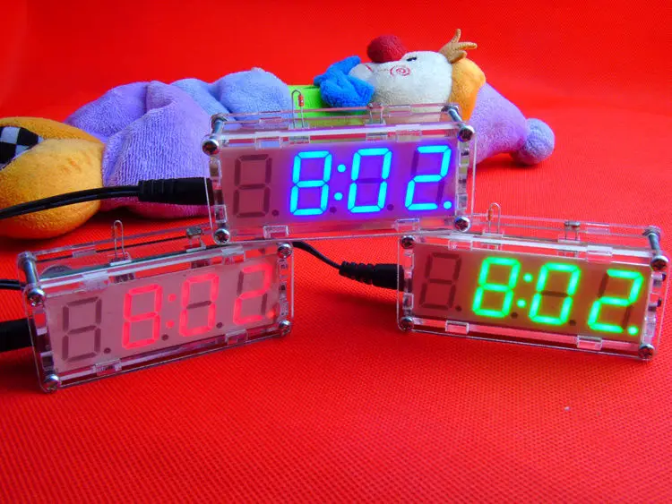 DIY Electronic Microcontroller Kit LED Digital Clock Red Color Time Thermometer Alarm Clock