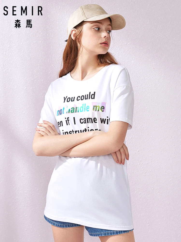 SEMIR футболка с коротким рукавом женская новая свободная тонкая студенческий Хан
