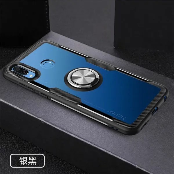 Black silver Чехол для huawei Honor 8X, противоударный, прозрачный, с кольцом-держателем для пальца, задняя крышка для телефона Honor 8 X Max, чехол - Цвет: Black silver