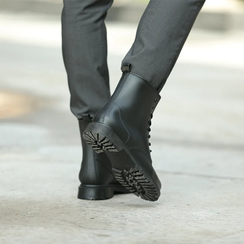 Мужские непромокаемые ботинки челси ПВХ ботильоны на шнуровке обувь для