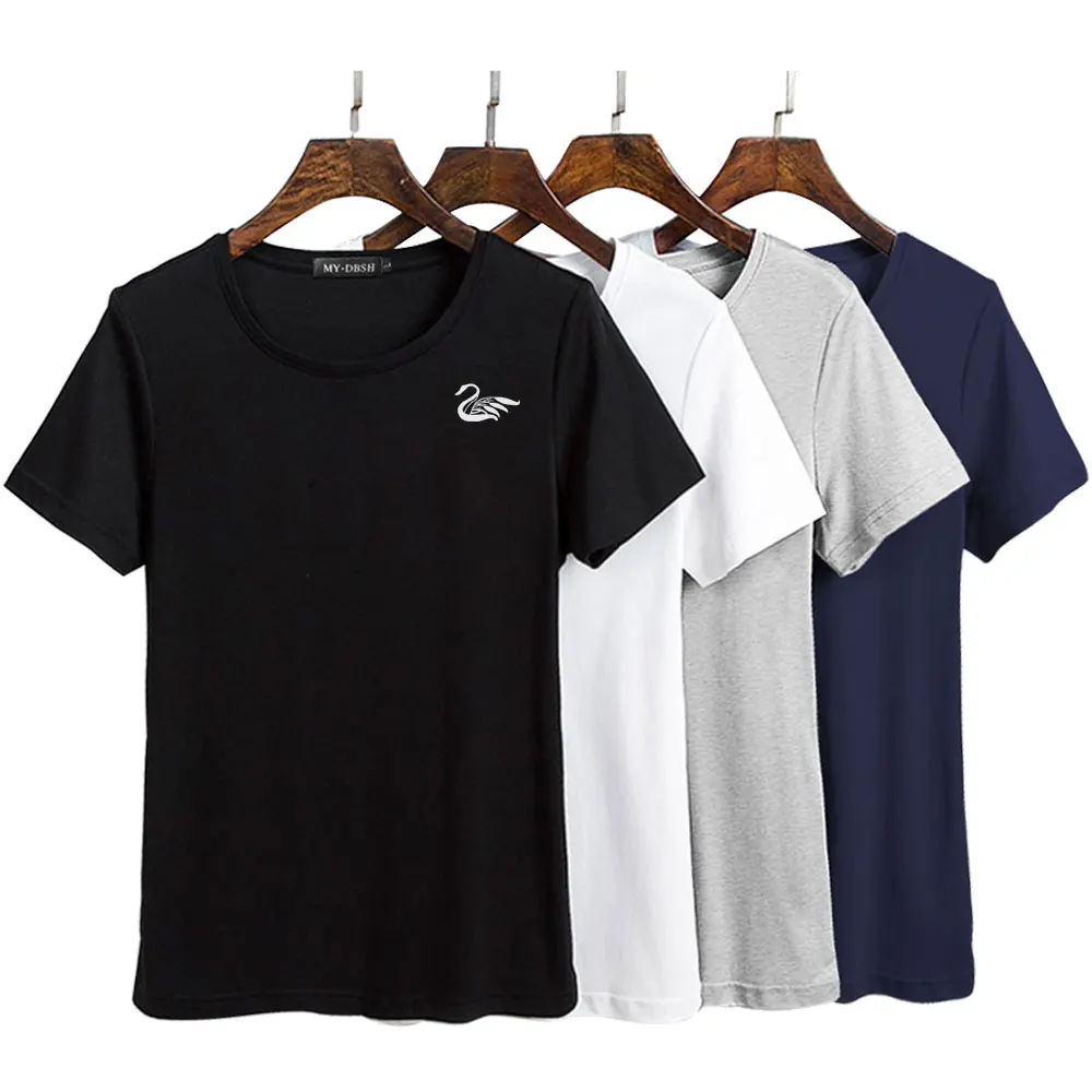 Харадзюку печать белые футболки для женщин Лебедь футболка хлопок Винтаж