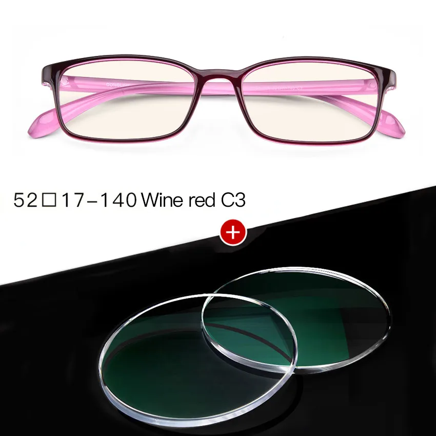 C3 with Lenses TR90, Женские оправы для очков, светильник, астигматизм, близорукость, очки для коррекции зрения, диоптрические очки 2356 - Цвет оправы: C3 with Lenses