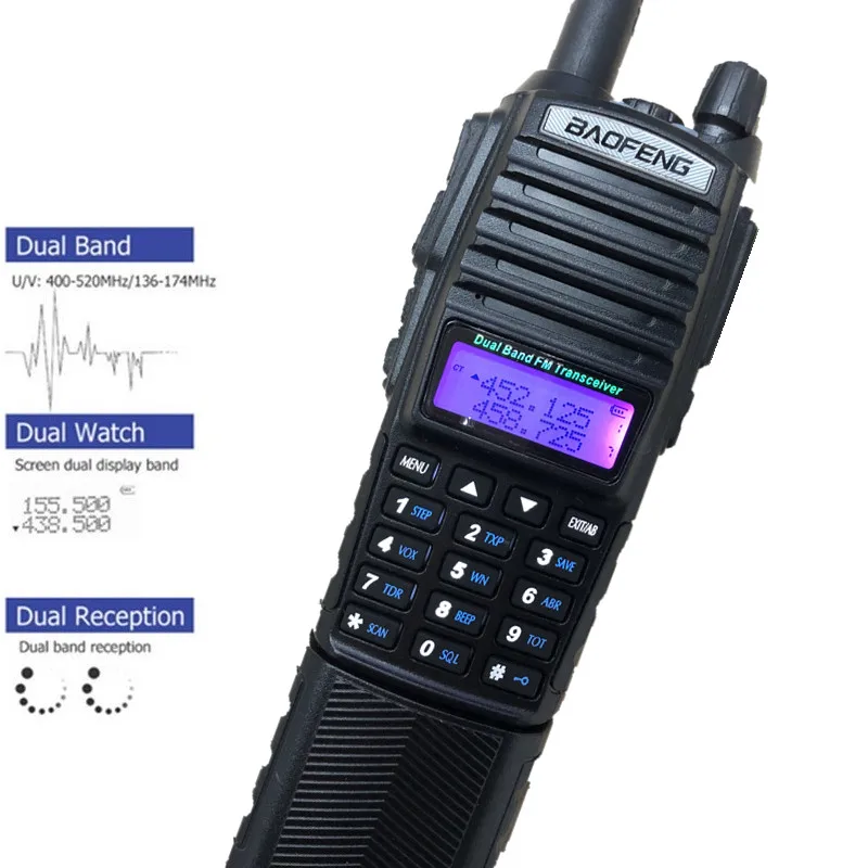 Портативная рация BAOFENG UV-82 8 Вт 10 км двухдиапазонный FM-трансивер VHF UHF CB