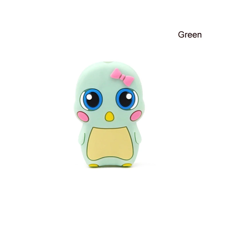 Green duck 10pcs 10 шт коала силиконовые бусины Сова собака цыпленок утка детские жевательные игрушки для DIY соска цепь ребенок прорезыватель животное уход ожерелье бусы - Цвет: Green duck 10pcs