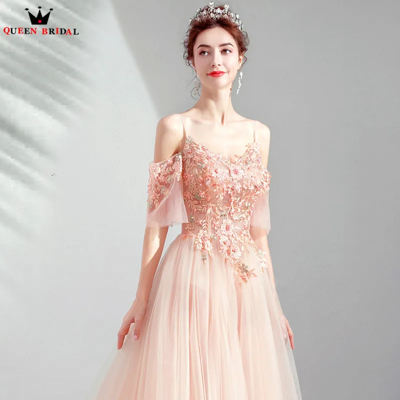 Elegant Evening Dresses A-line Flowers Lace Pearls 2020 New Appliques Party Dress Stunning Prom vestido de festa JK11T | Свадьбы и