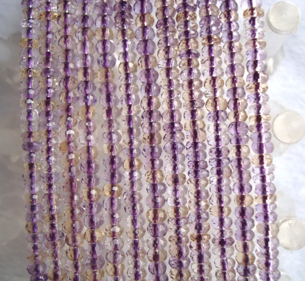 Ограненные бусины 3*5 мм натуральный Аметрин россыпью для изготовления ювелирных