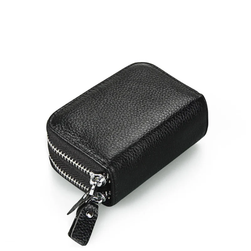 Black Genuine Leather Women Wallet And card holder Coin Purses Female Small Portomonee Rfid Wallet Lady Purse For Girls Money Bag - Цвет: Black
