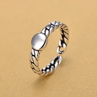 silver color open rings for women original handmade prevent allergy glossy small circle rings jewelry