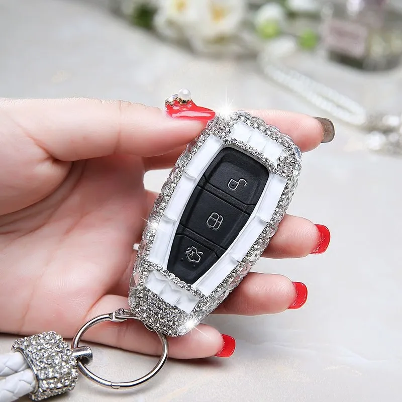

Luxury Diamond Car Key Case Cover Key Shell Holder Auto Key Bling Cover Accessories For Ford Focus Kuga Tourneo Mondeo Ecosport