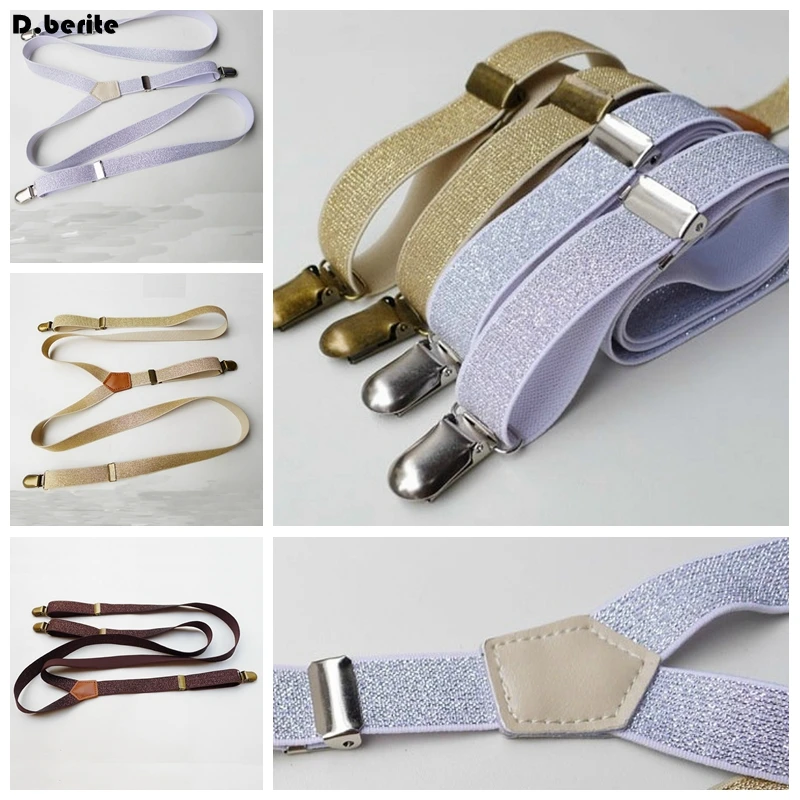 

Men's Solid Plain Braces Adjustable Unisex Fashion Glitter Suspenders Clip-on Braces Adult Belt Strap For Wedding Party BDXJ201