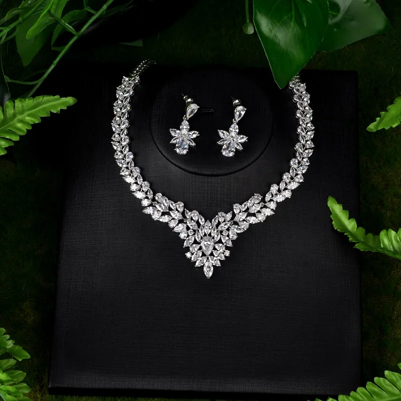 Женский Свадебный комплект из 8 предметов ювелирных изделий в форме цветка с