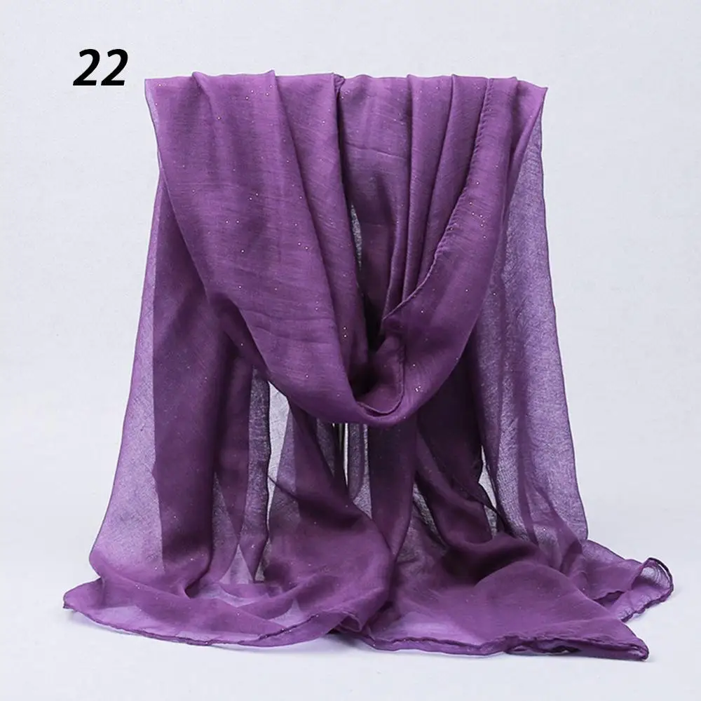 22 Violet Sparsil женский весенний Блестящий однотонный шарф мягкие пляжные шали осенние женские тонкие обертки хиджаб шарфы 180*90 см универсальные - Цвет: 22 Violet