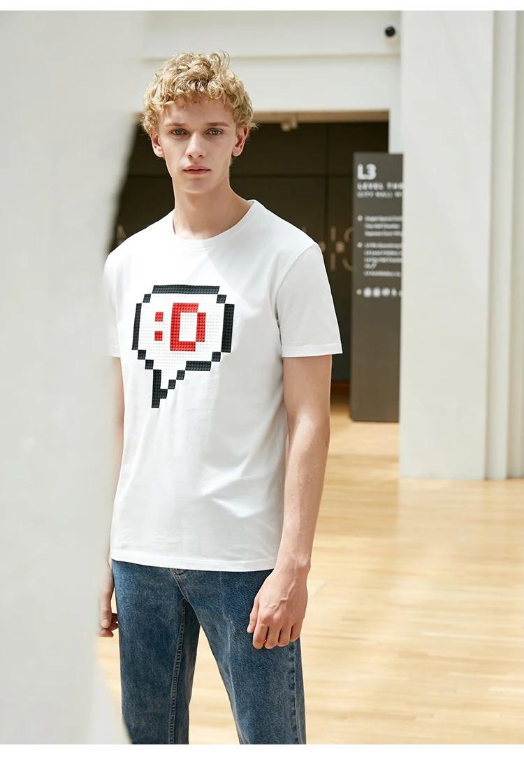 JackJones Мужская футболка из хлопка с принтом, футболка с короткими рукавами, мужская одежда 219101555
