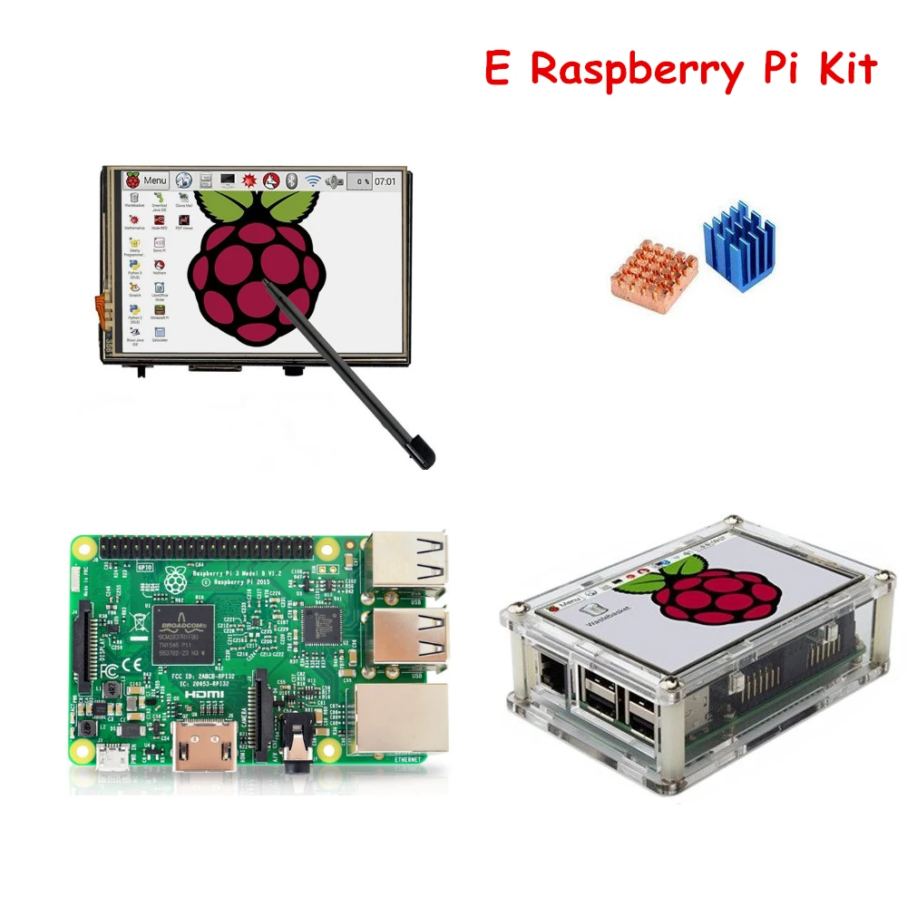 Raspberry Pi 3 Model B Board with 3.5'' TFT LCD Touch Screen Display + Acrylic Case Heat sinks For Raspbery Kit | Компьютеры и