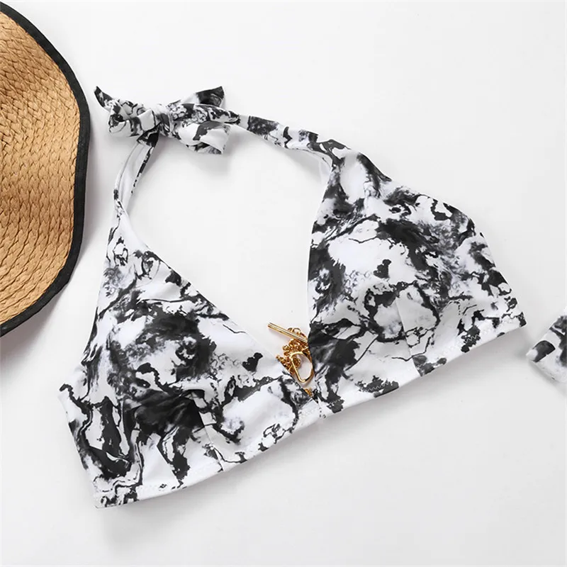 Abstract Women Push Up Bikini Set Sexy Strap Swimsuit Swimwear Beach Bandage Split Swim Bathsuit Biquini Plavky Maillot Tankini |
