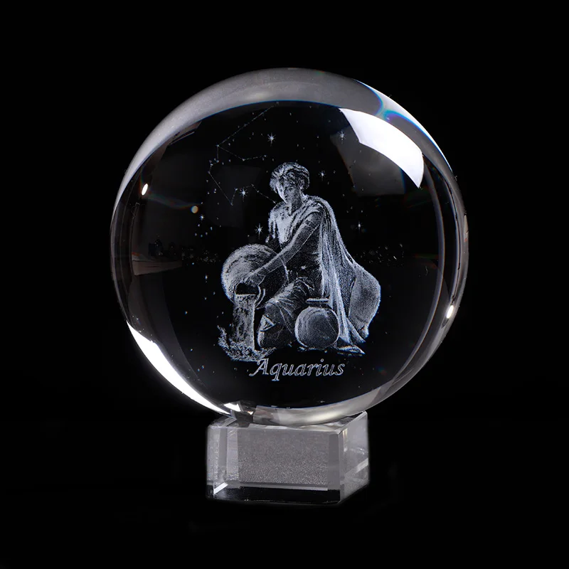 With crystal base Знаки Водолей, подарок на день рождения, зодиакальные созвездия, вечерние сувениры, подарок на день рождения Водолея, для января, февраля - Цвет: With crystal base