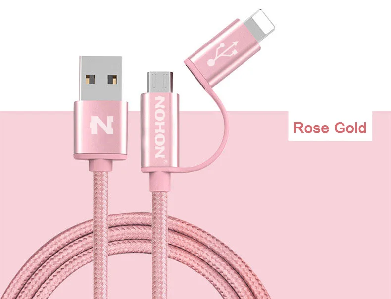 NOHON 2 в 1 Micro 8pin USB кабель для зарядки iPhone 8 7 6 6S Plus 5S iOS 10 9 samsung LG htc Кабели USB для мобильных телефонов