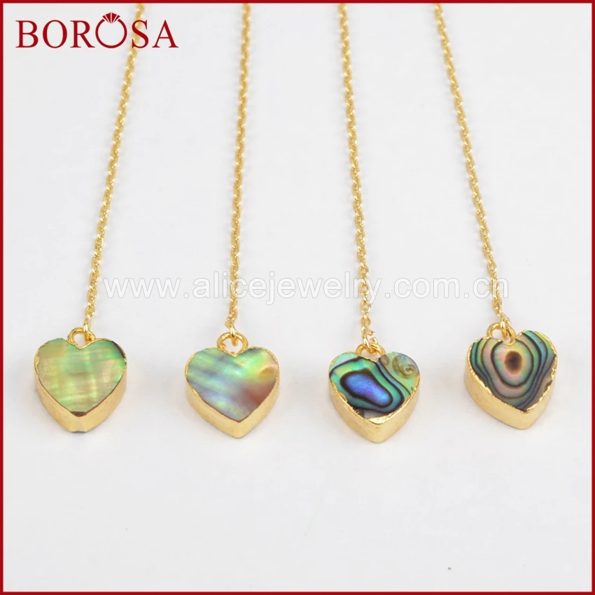 

BOROSA Gold Color Abalone Shell Heart Threader Earrings,Druzy Dangle Earrings Drop Earring Jewelry Earrings for Women G1246