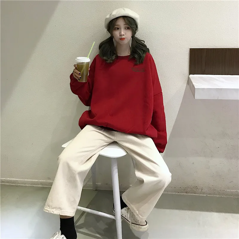 Женские толстовки, зимние Ulzzang, Ретро стиль, трендовый принт с персонажами, Женский пуловер, корейский стиль, длинный рукав, женские свитшоты