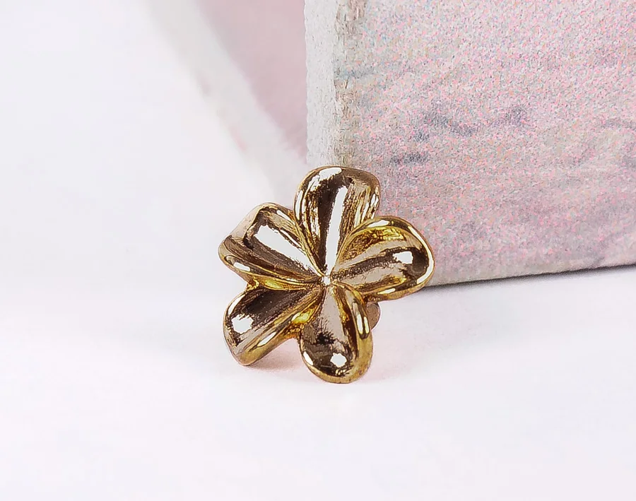 

10X 13mm Cute Bling Glod 3D Flower Fasteners Rivet Leather Craft Belt Bag Stud Decor