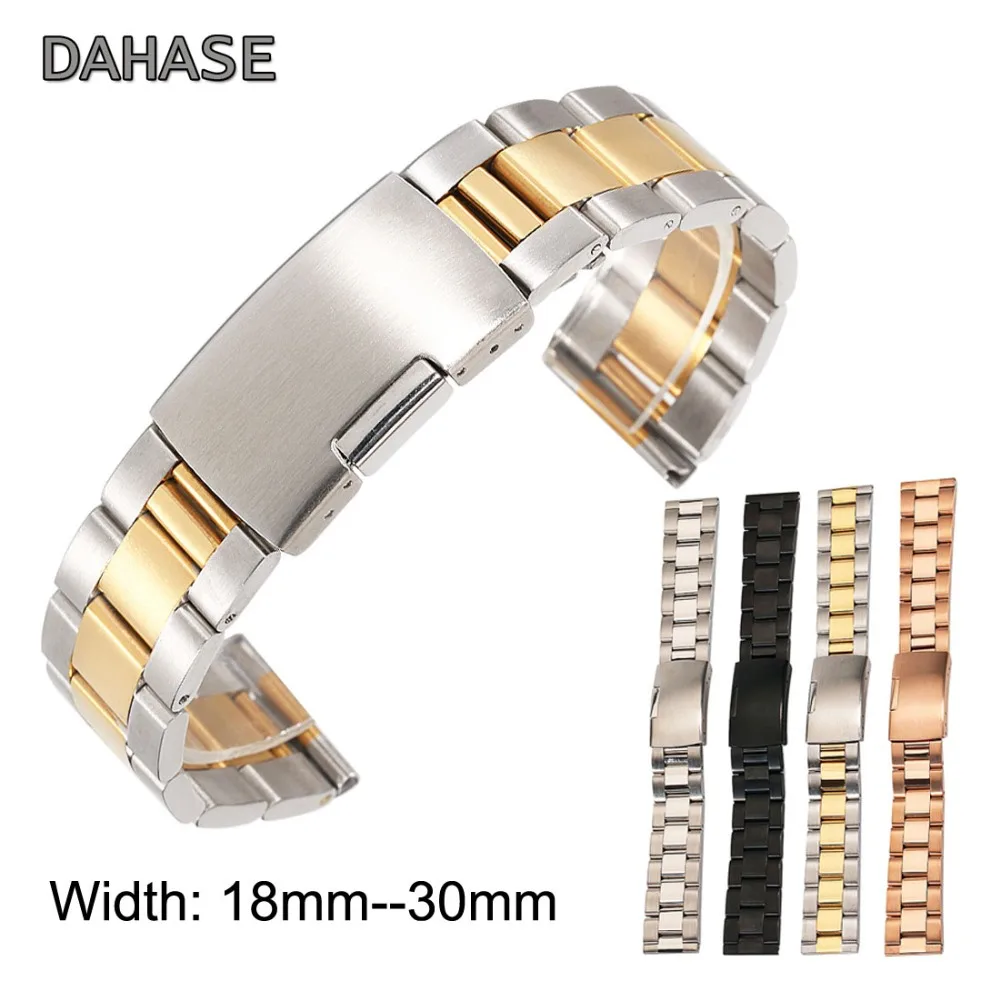 

Universal 18mm 20mm 22mm 24mm 26mm 28mm 30mm Solid Classic Stainless Steel Watch Band Strap Metal Watchband Belt OL3Z with Pins