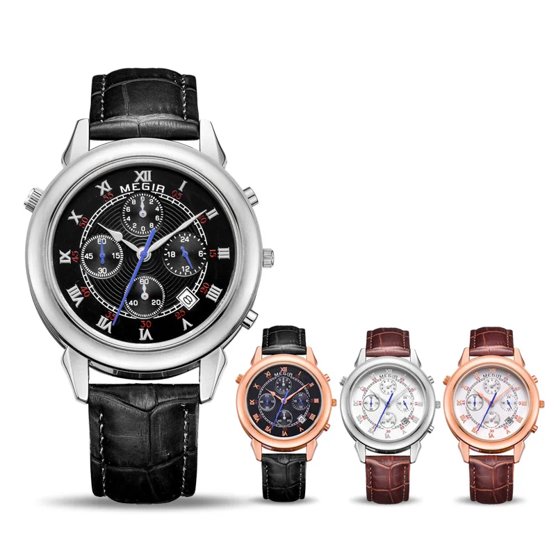Оригинальный военный часы Для мужчин кварцевые наручные из натуральной кожи