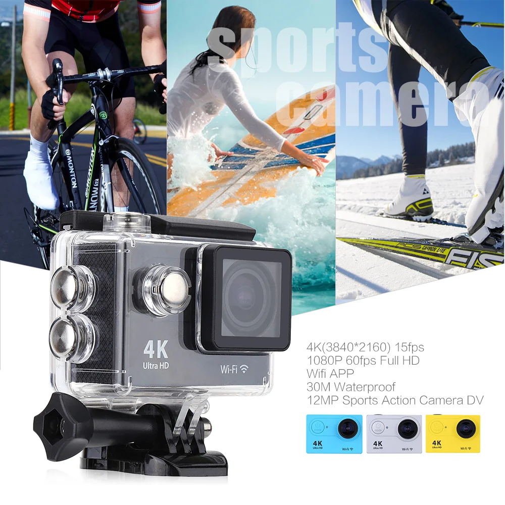 2," lcd 4K(3840*2160) 15fps 1080P 60fps Full HD Wifi APP 30M Водонепроницаемая 12MP Спортивная экшн-камера DV 170 ° широкоугольный объектив