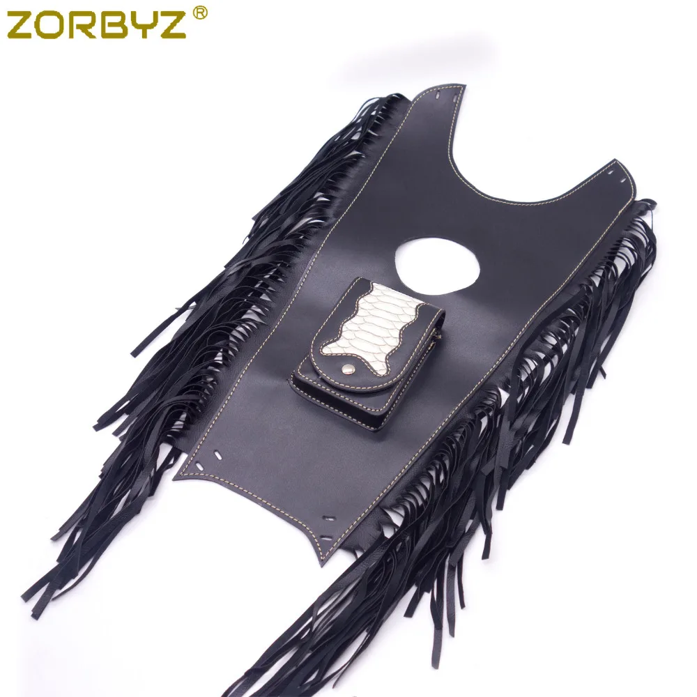 ZORBYZ мотоциклетные черные с бахромой ПУ кожаный бак нагрудник Бензобак сумка